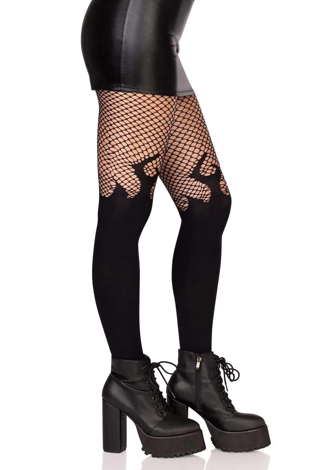 Black Flame Fishnet Tights [BLACK] - Image 2