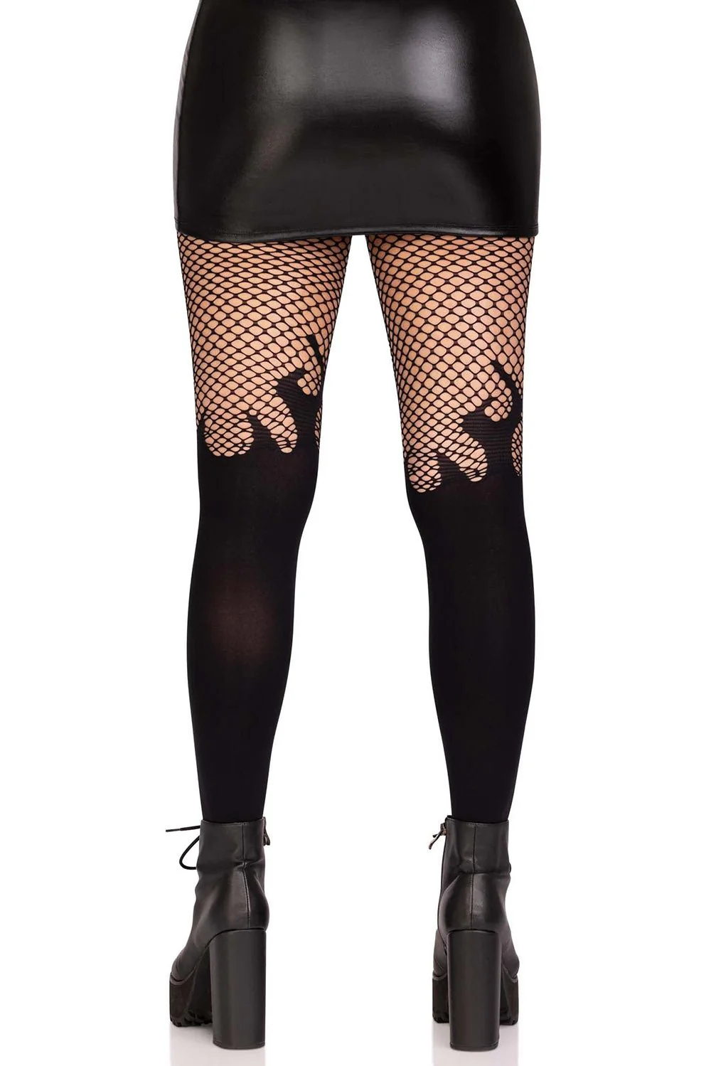 Black Flame Fishnet Tights [BLACK] - Image 3