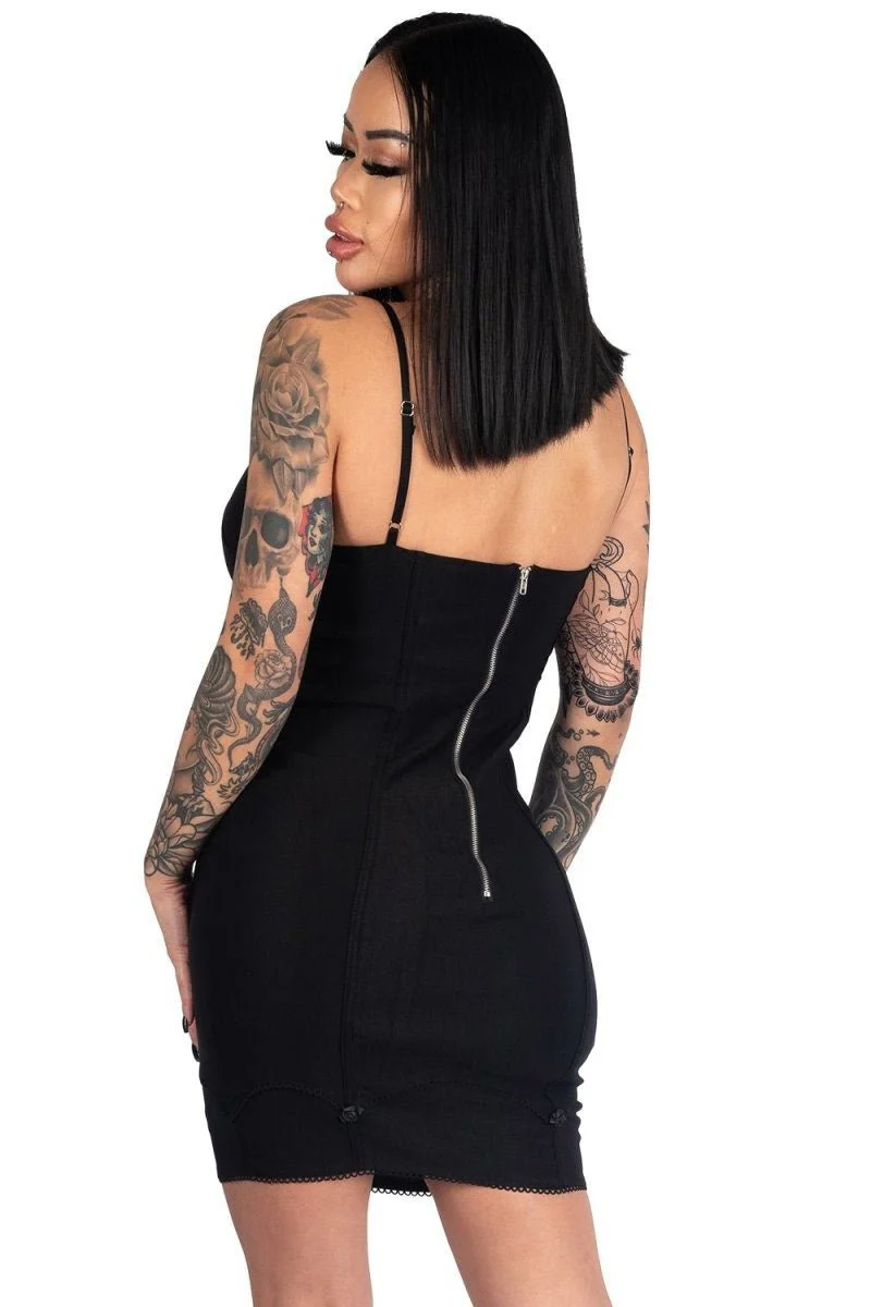 Black Gothic Bat Cup Dress - Image 3