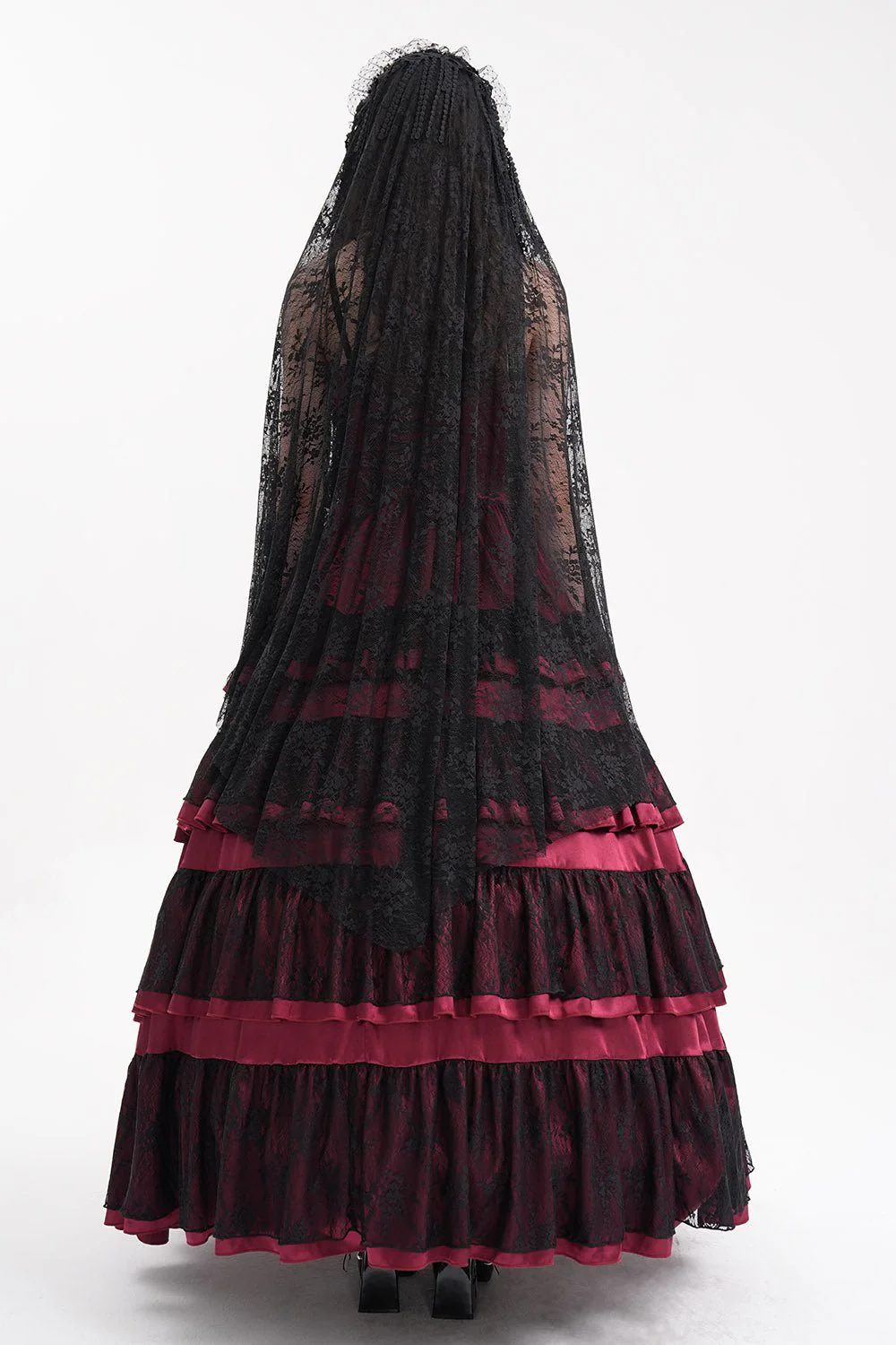 Black Madonna Long Gothic Veil - Image 5