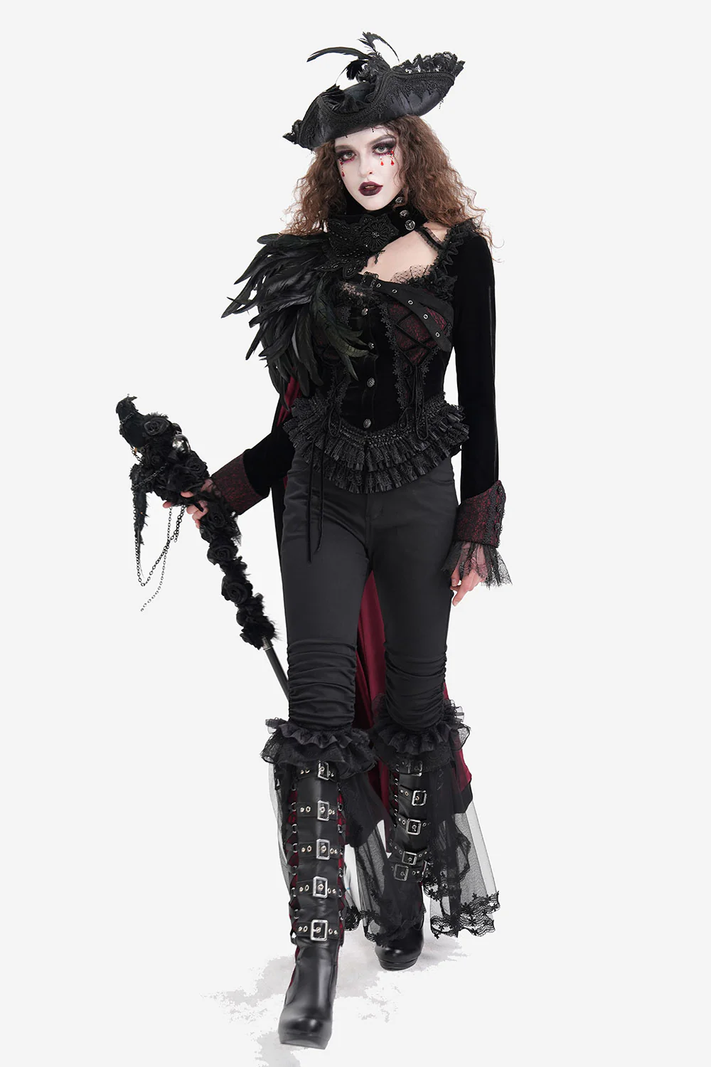Black Mast Ruffle Flared Pants - Image 2