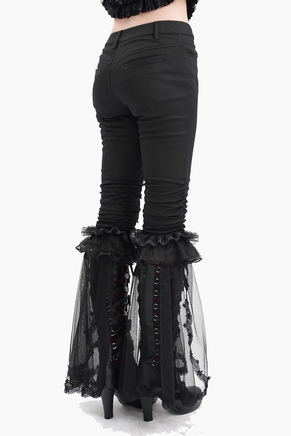Black Mast Ruffle Flared Pants - Image 6