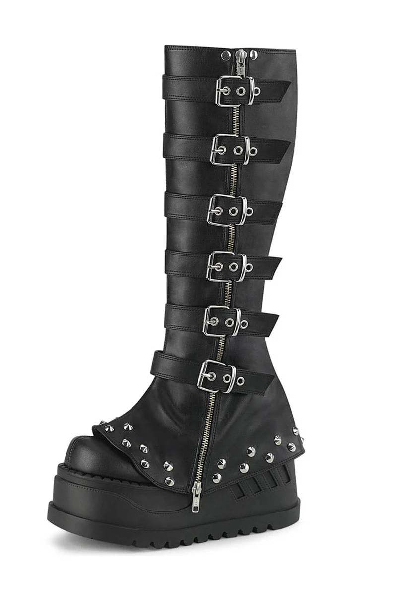 Black Mausoleum Knee-High Boots [STOMP-223] - Image 2