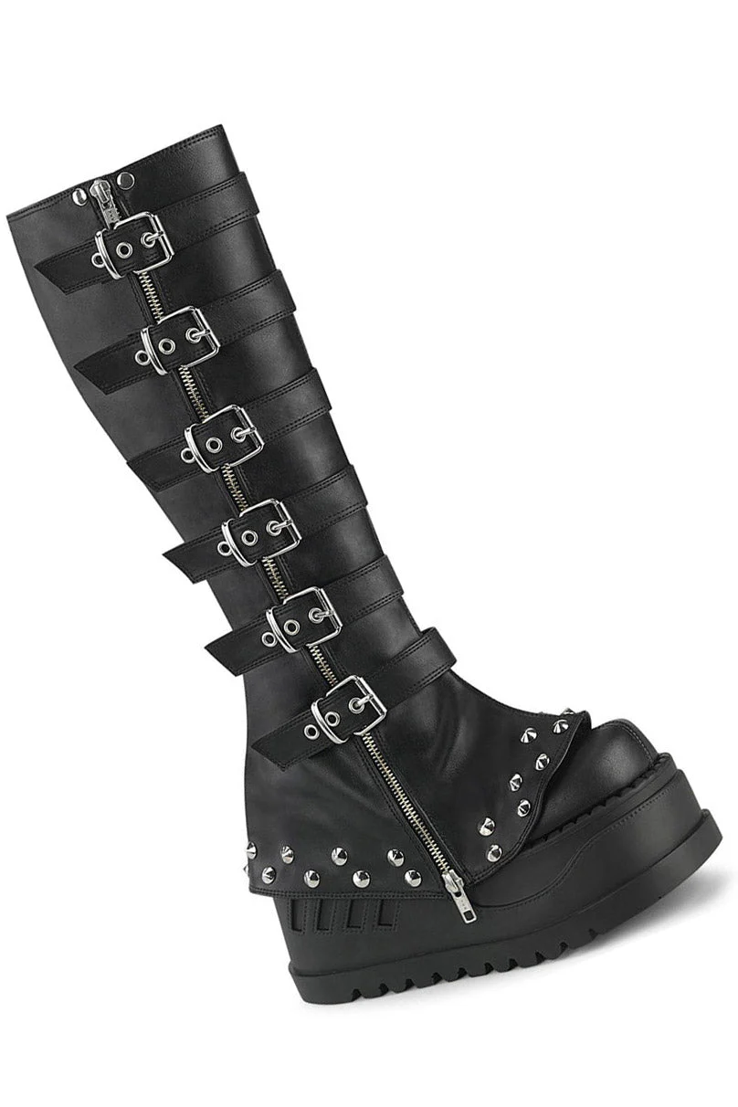 Black Mausoleum Knee-High Boots [STOMP-223] - Image 3