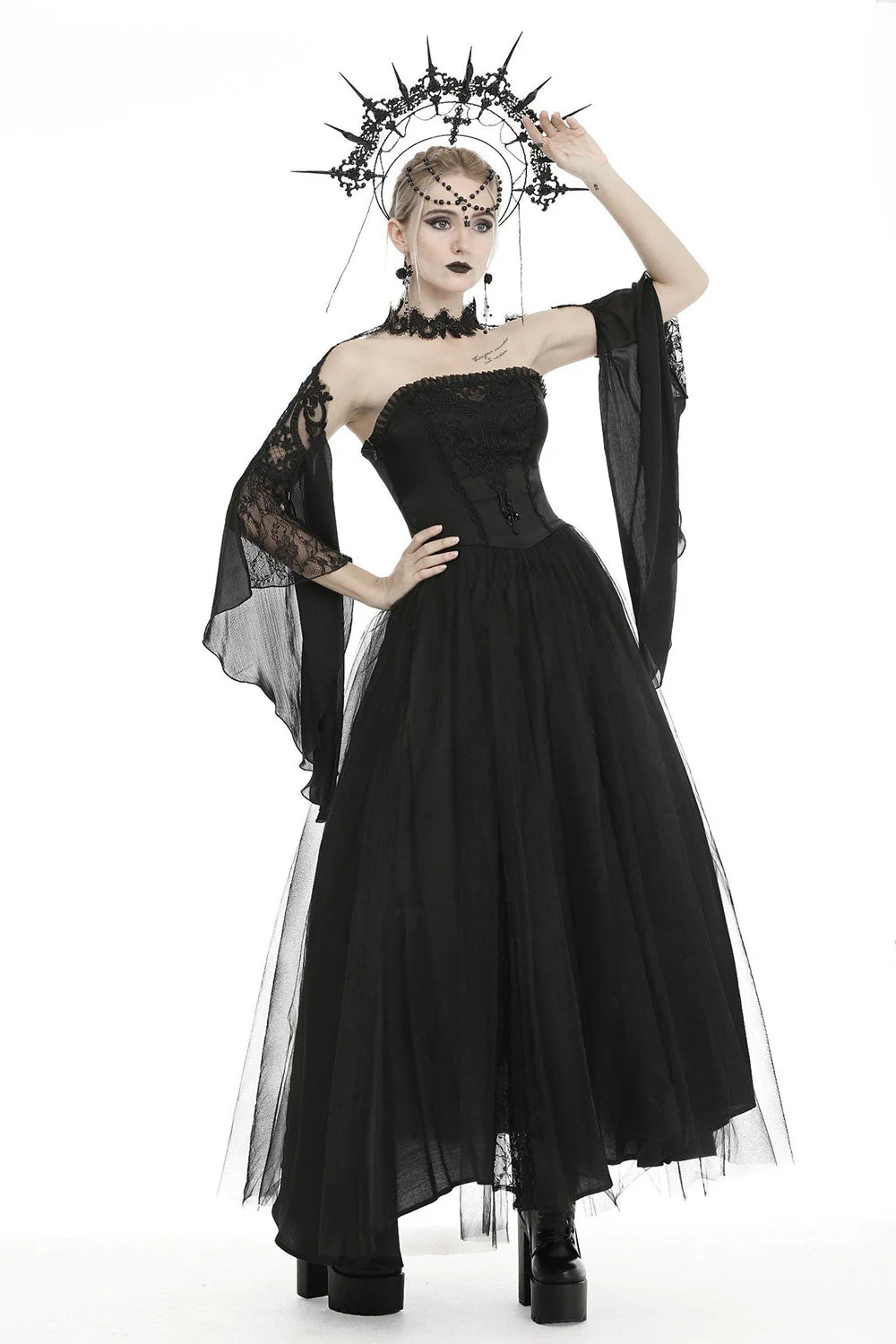 Black Mausoleum Maxi Tulle Dress - Image 3