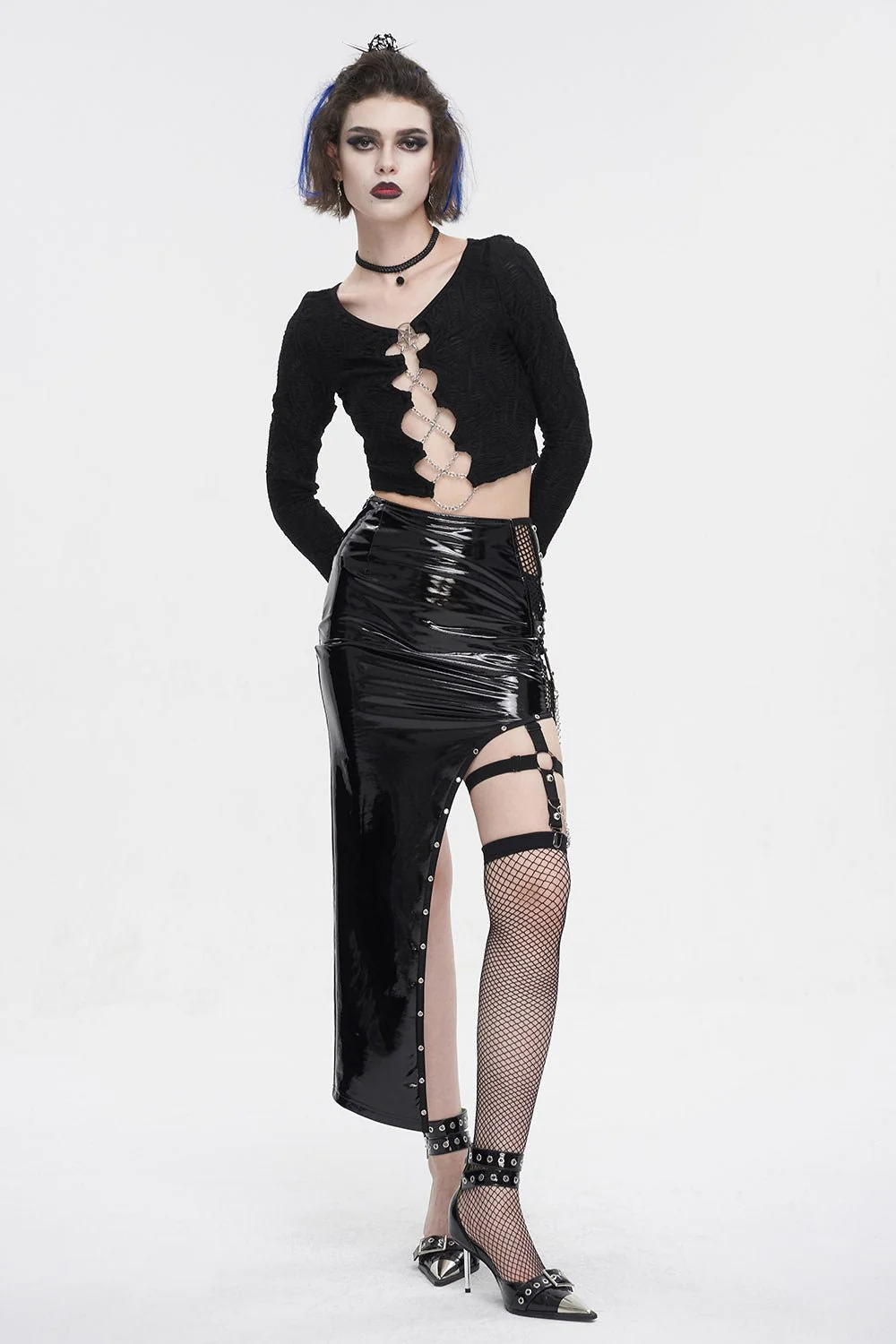 Black Moonlight Harness Split Skirt Set - Image 2