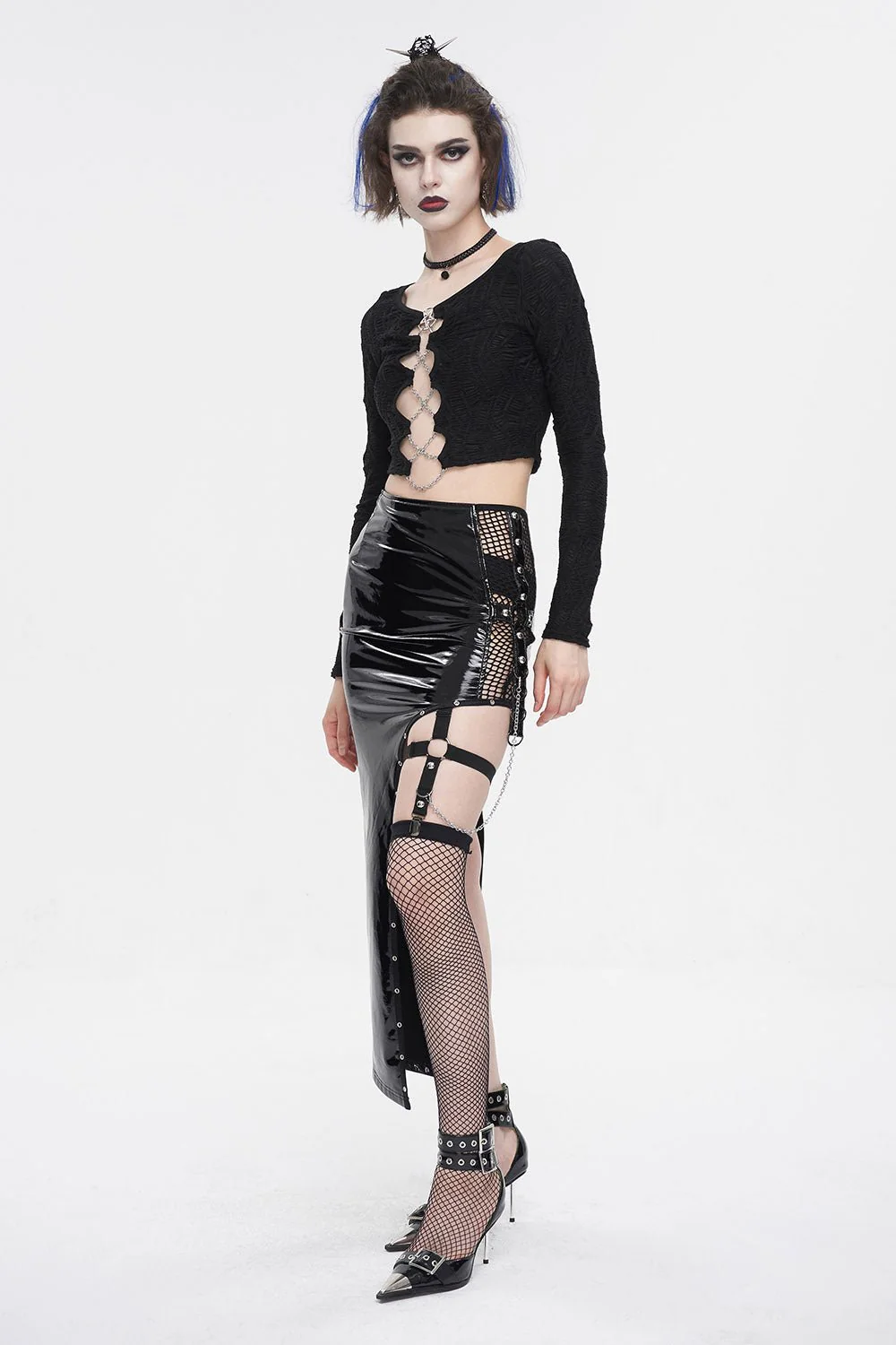 Black Moonlight Harness Split Skirt Set - Image 6