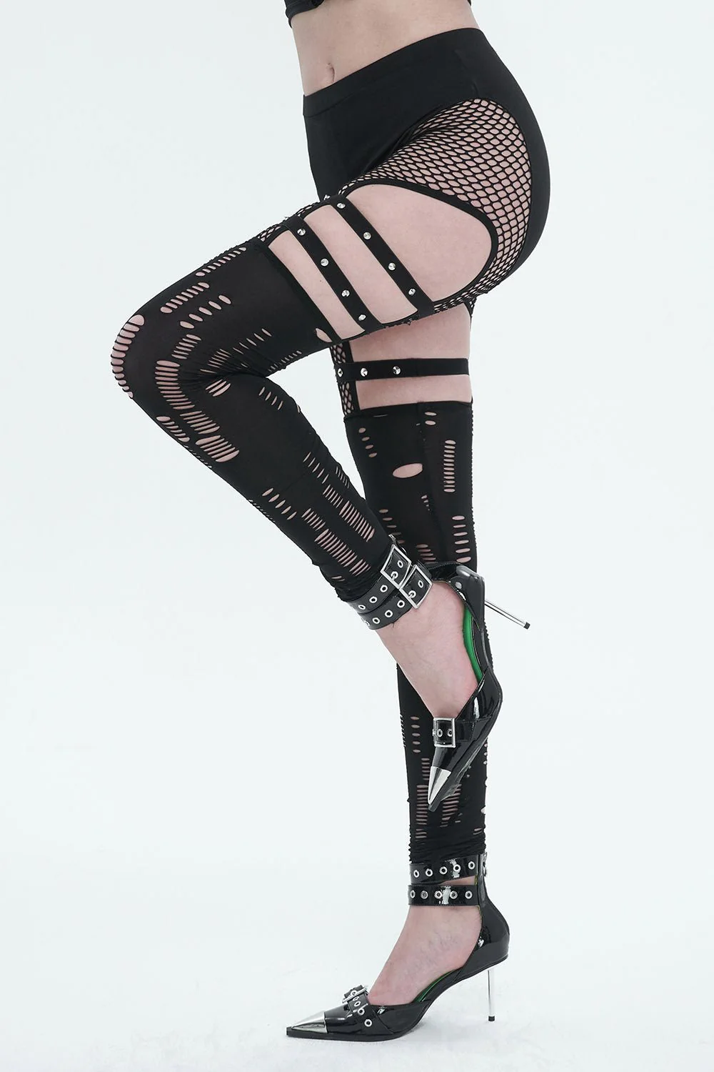 Black Mourn Garter Leggings - Image 2