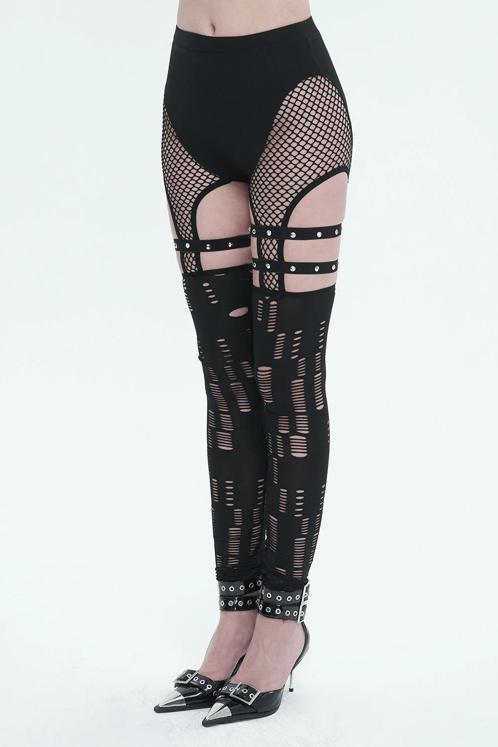 Black Mourn Garter Leggings - Image 3