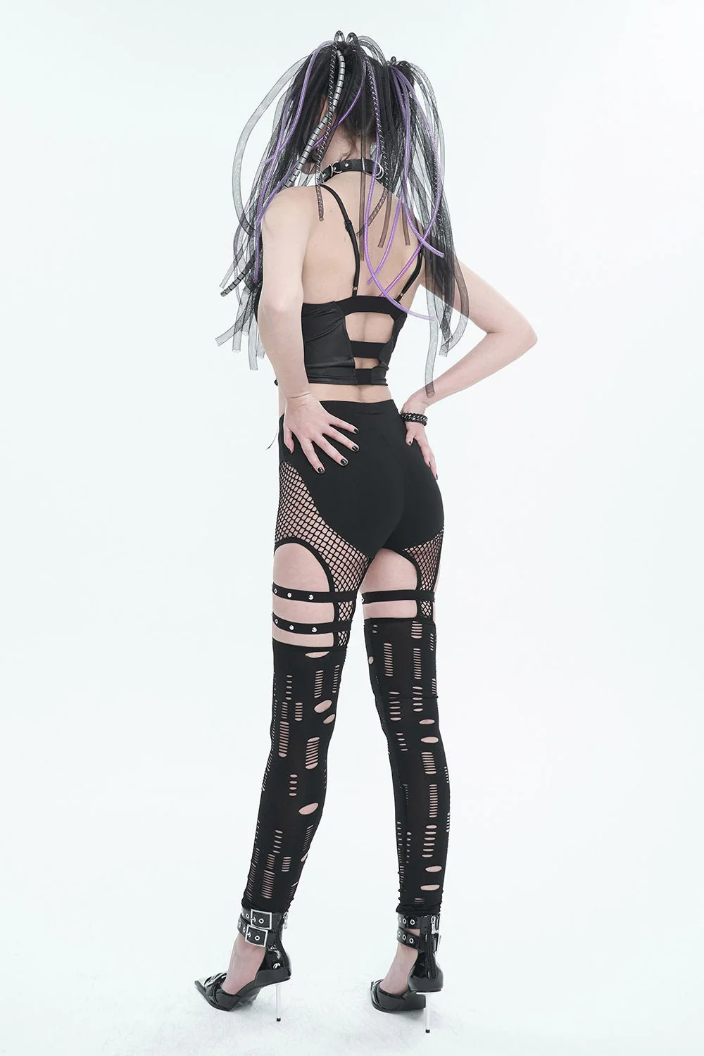 Black Mourn Garter Leggings - Image 5