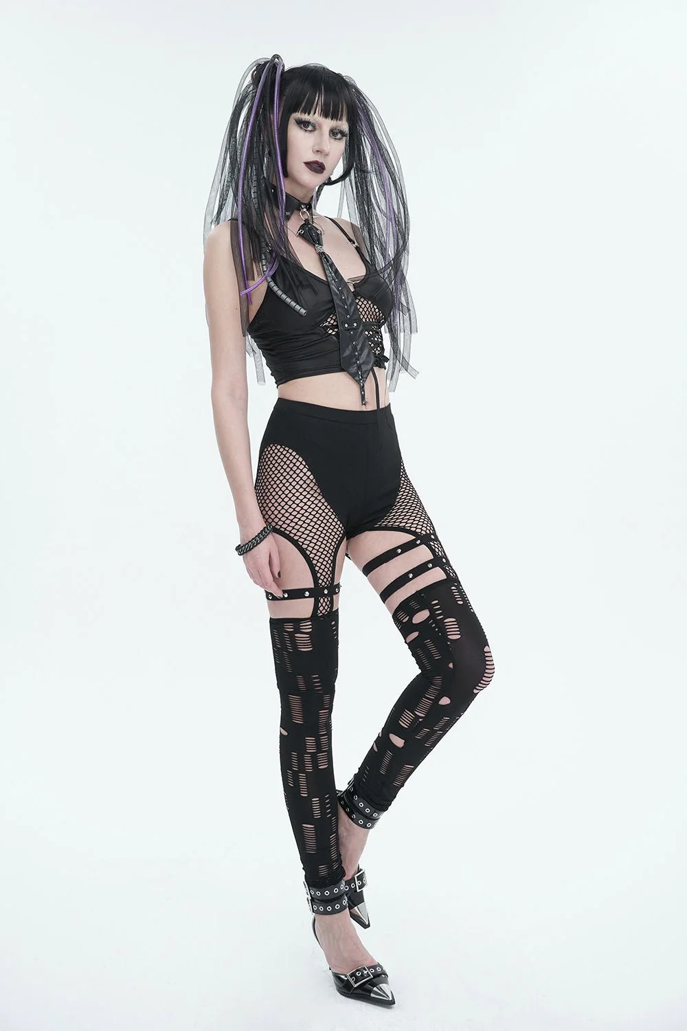 Black Mourn Garter Leggings - Image 7
