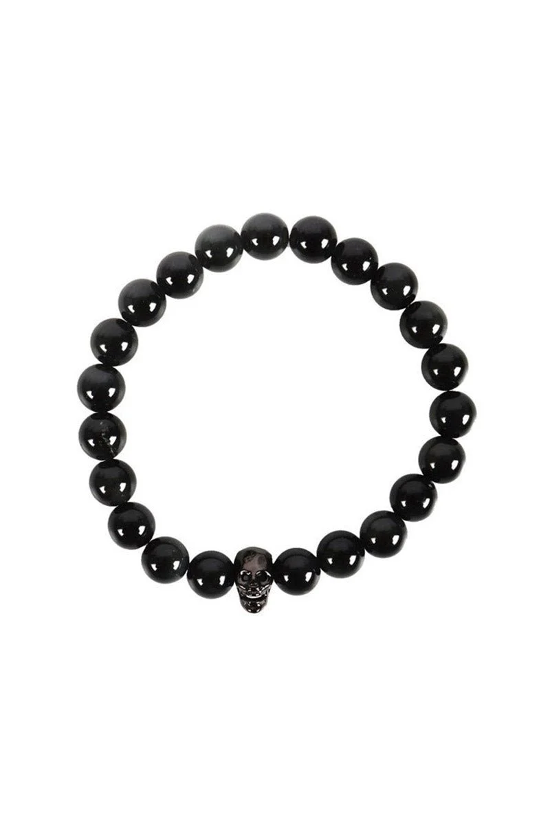 Black Obsidian Skull Bracelet - Image 3