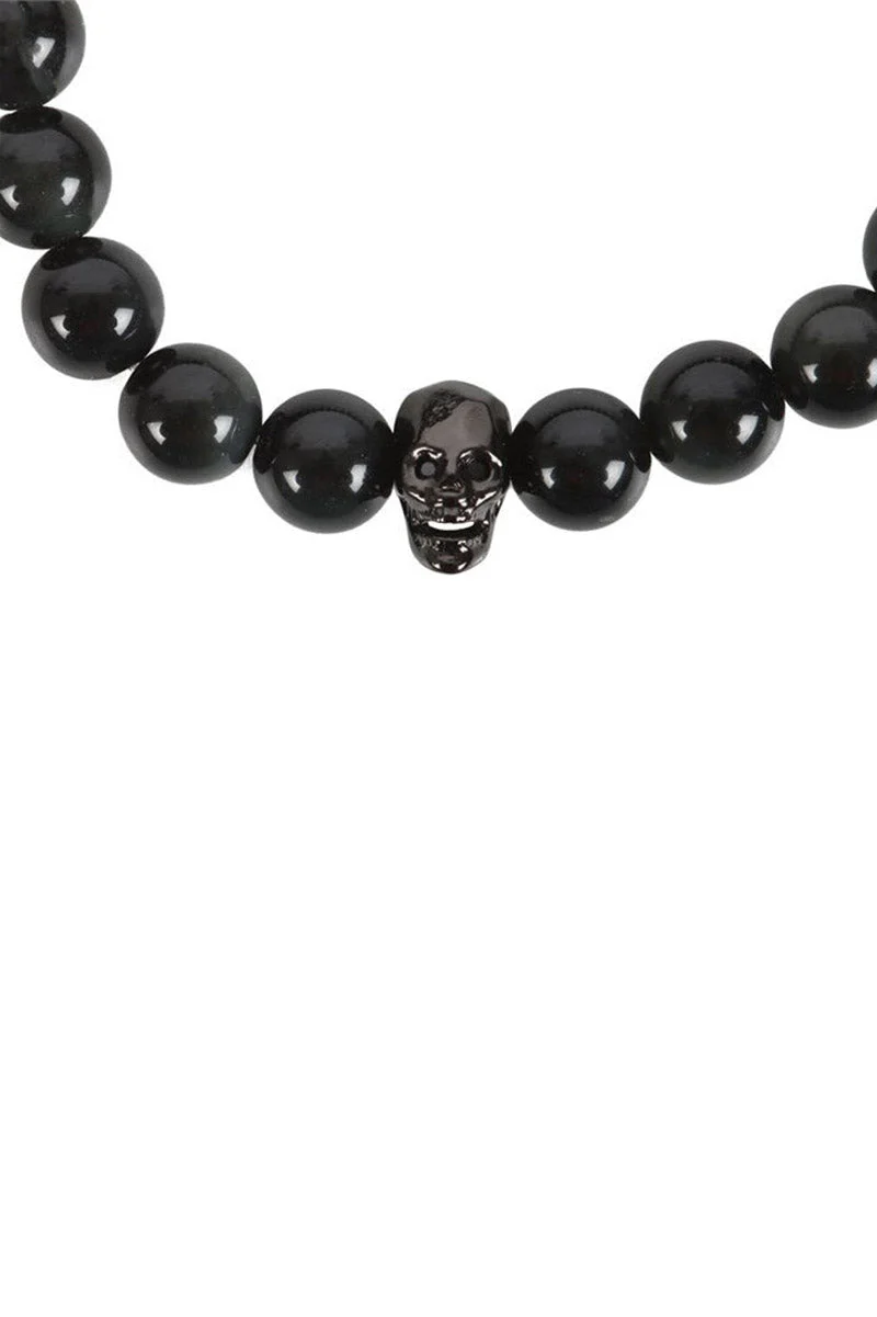Black Obsidian Skull Bracelet - Image 4