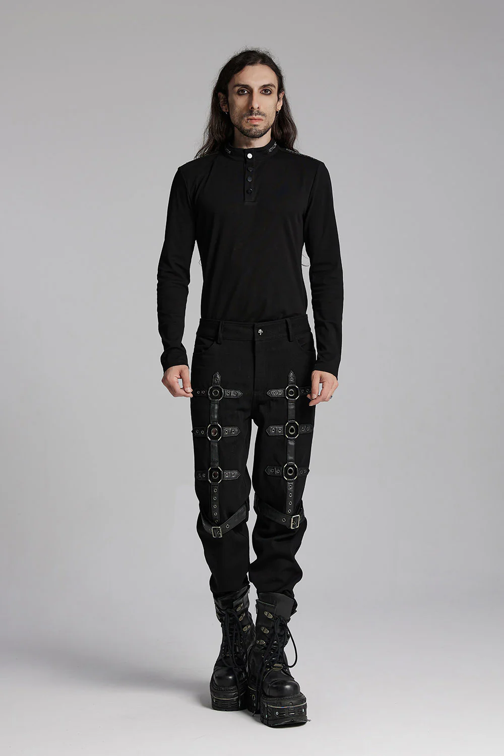 Black Oil Buckle Pants - Image 3
