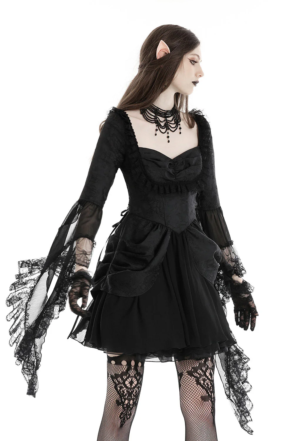 Black Prayer Bustle Dress - Image 2