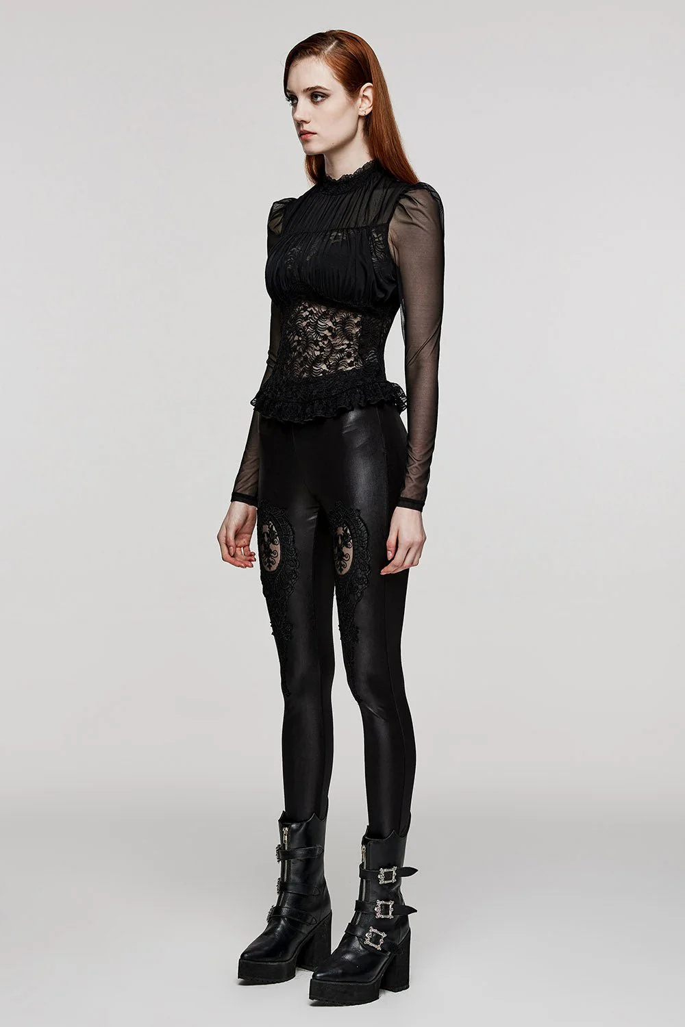 Black Prayer Sheer Lace Top - Image 3