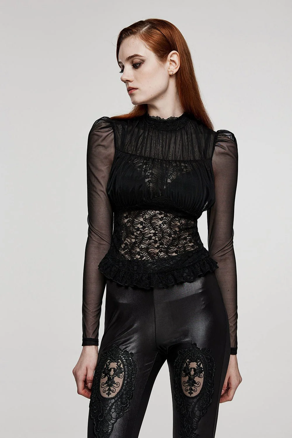 Black Prayer Sheer Lace Top - Image 5
