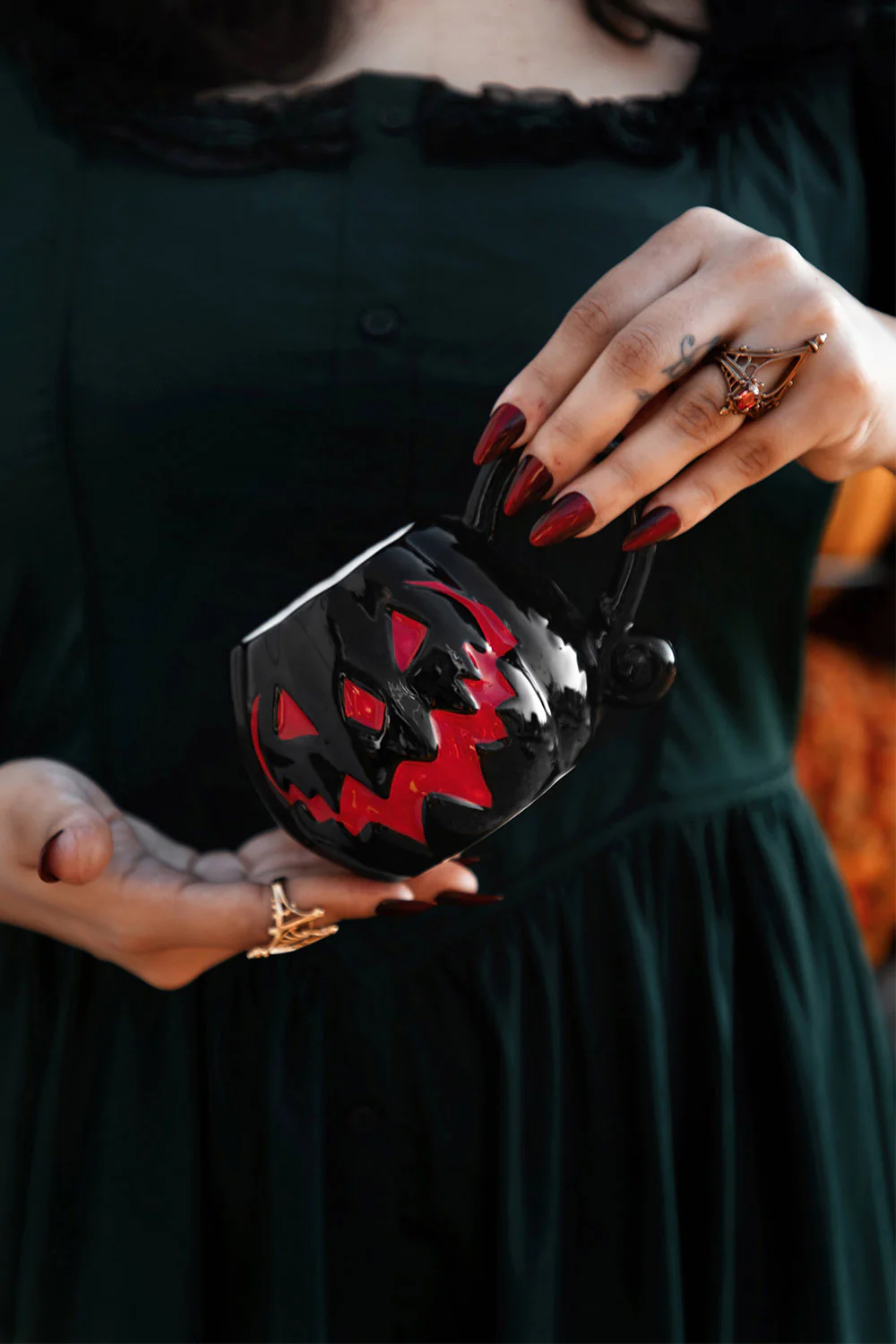 Black & Red Pumpkin | Haunted Hallows Mug - Image 4