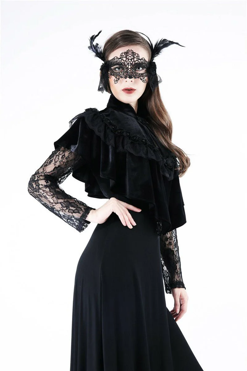 Black Seance Velvet Cape - Image 2