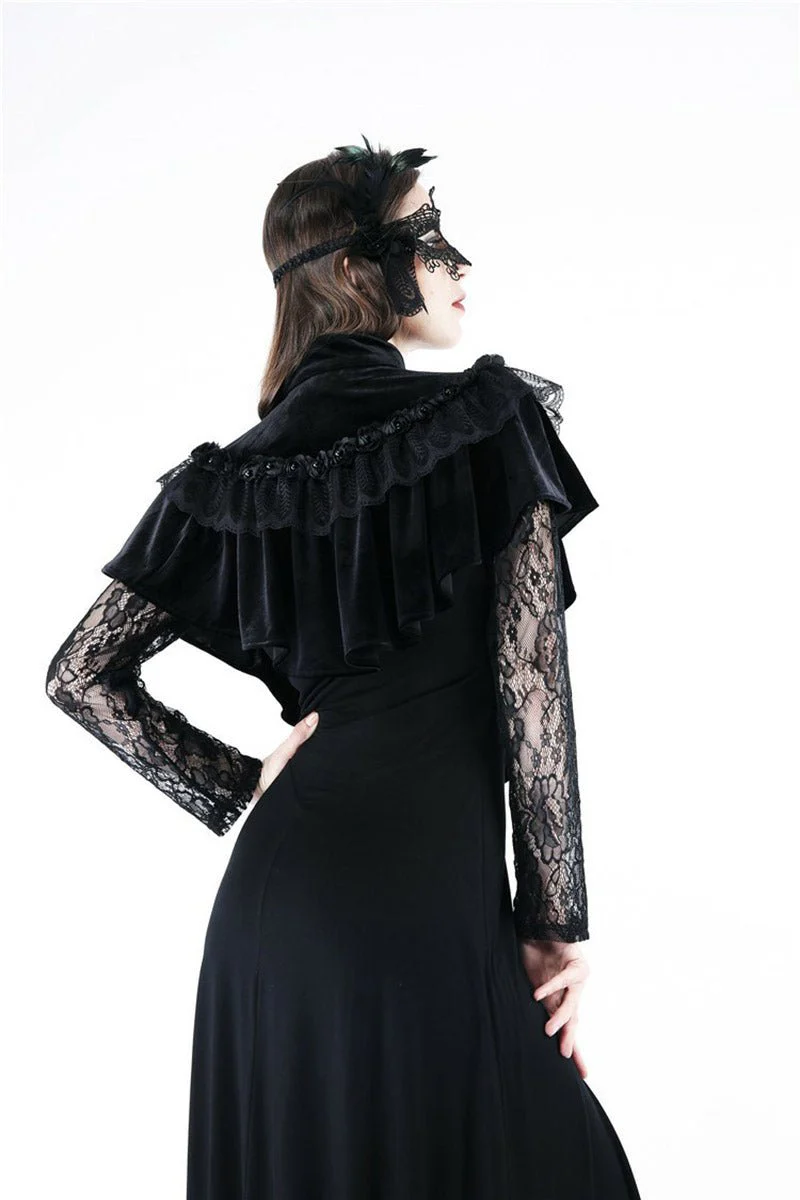 Black Seance Velvet Cape - Image 3