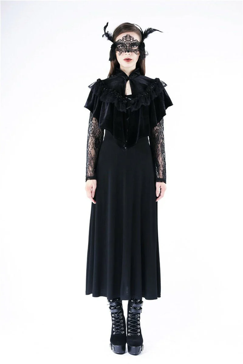 Black Seance Velvet Cape - Image 4