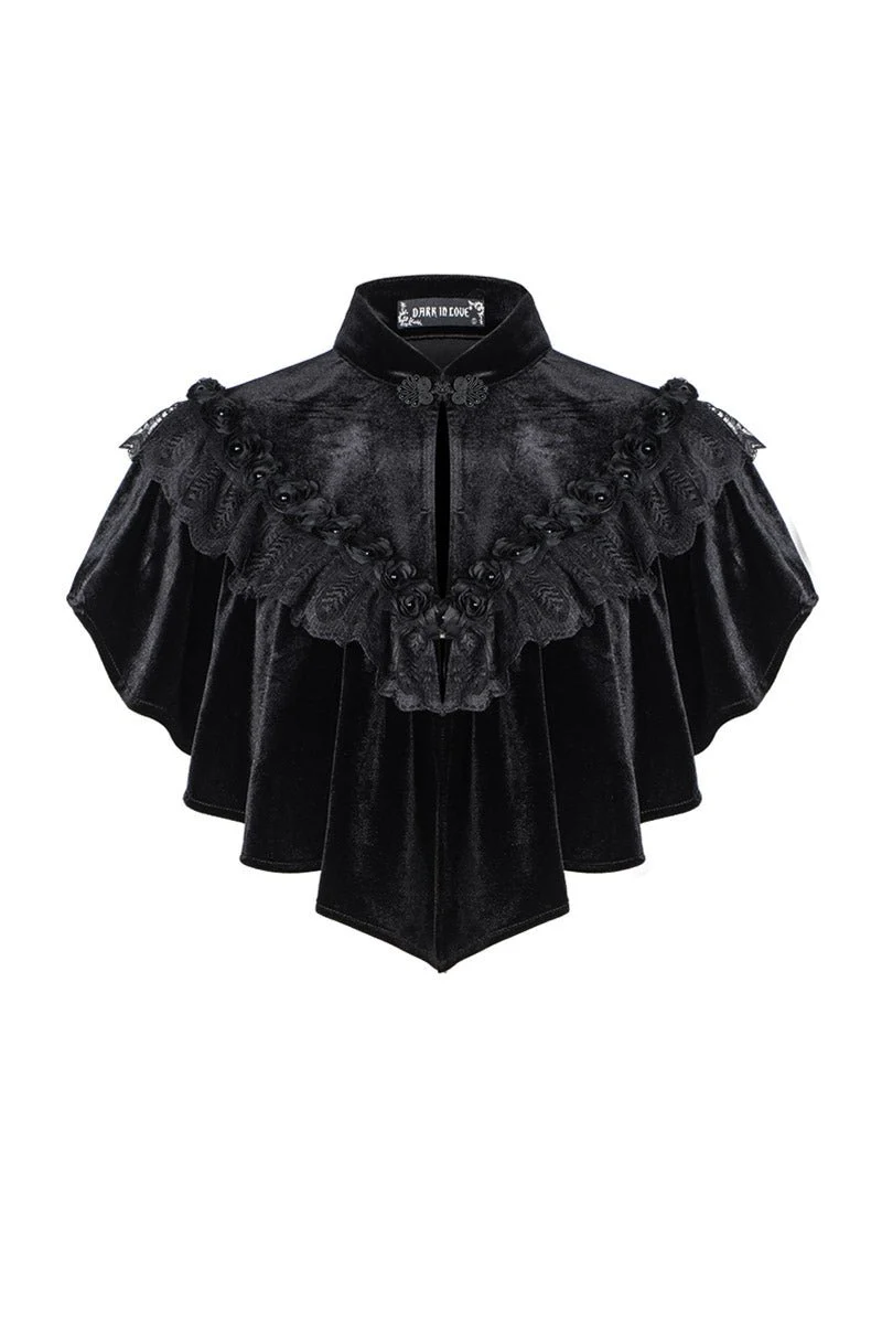 Black Seance Velvet Cape - Image 5