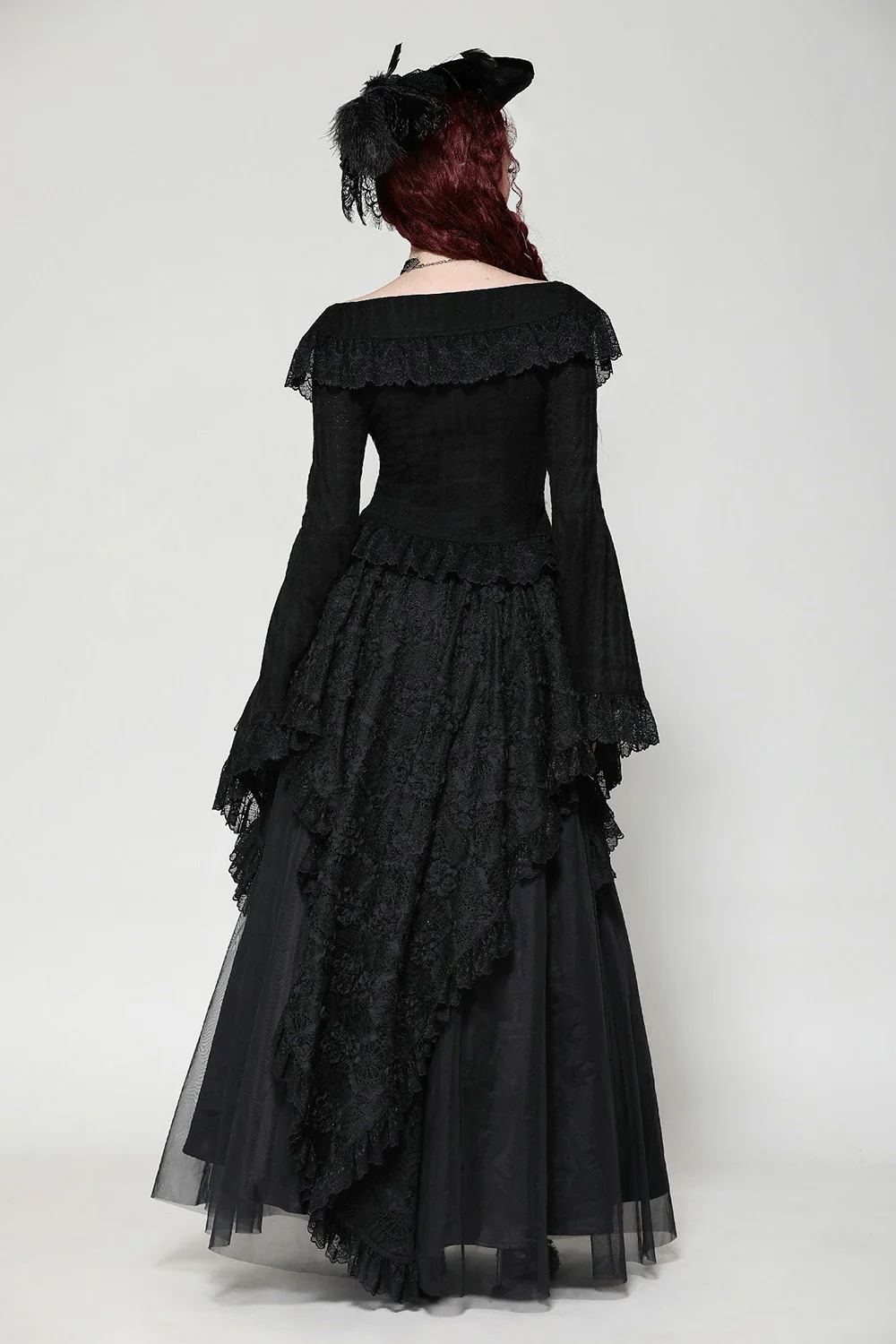 Black Seas Layered Goth Maxi Skirt - Image 5
