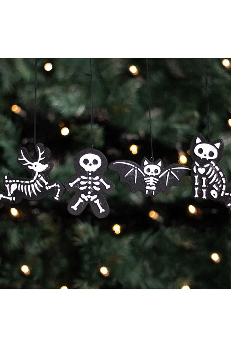 Black Skeleton Christmas Gingerbread Ornaments [Set of 4] - Image 2
