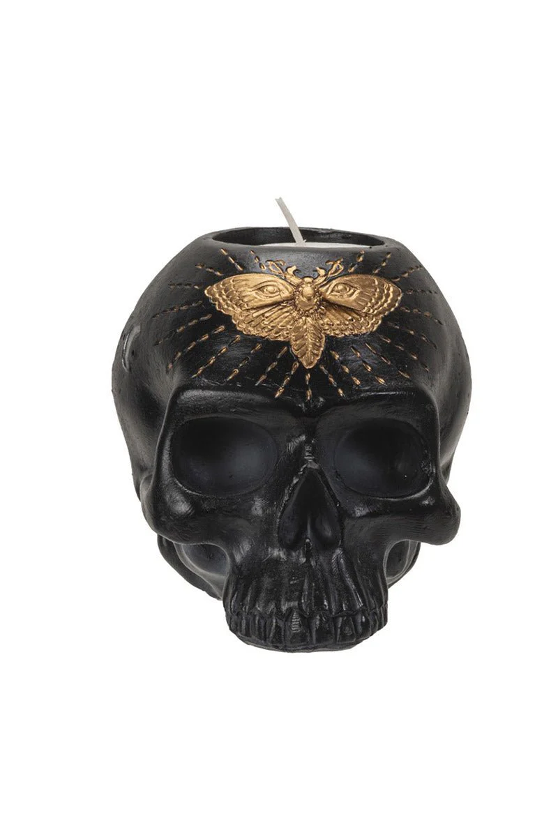 Black Skull Candle Holder