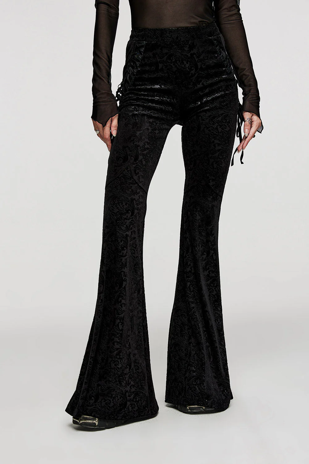 Black Vamp Velvet Flares - Image 7