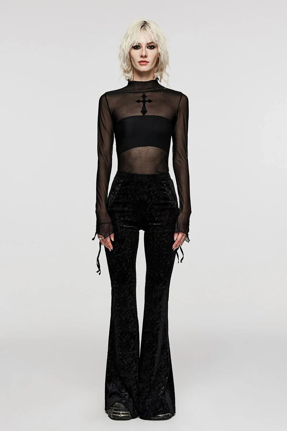 Black Vamp Velvet Flares - Image 9