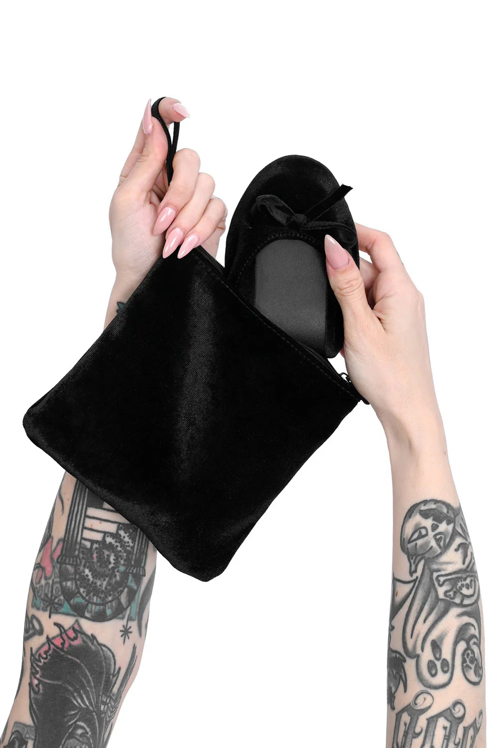 Black Velvet Folding Flats - Image 2