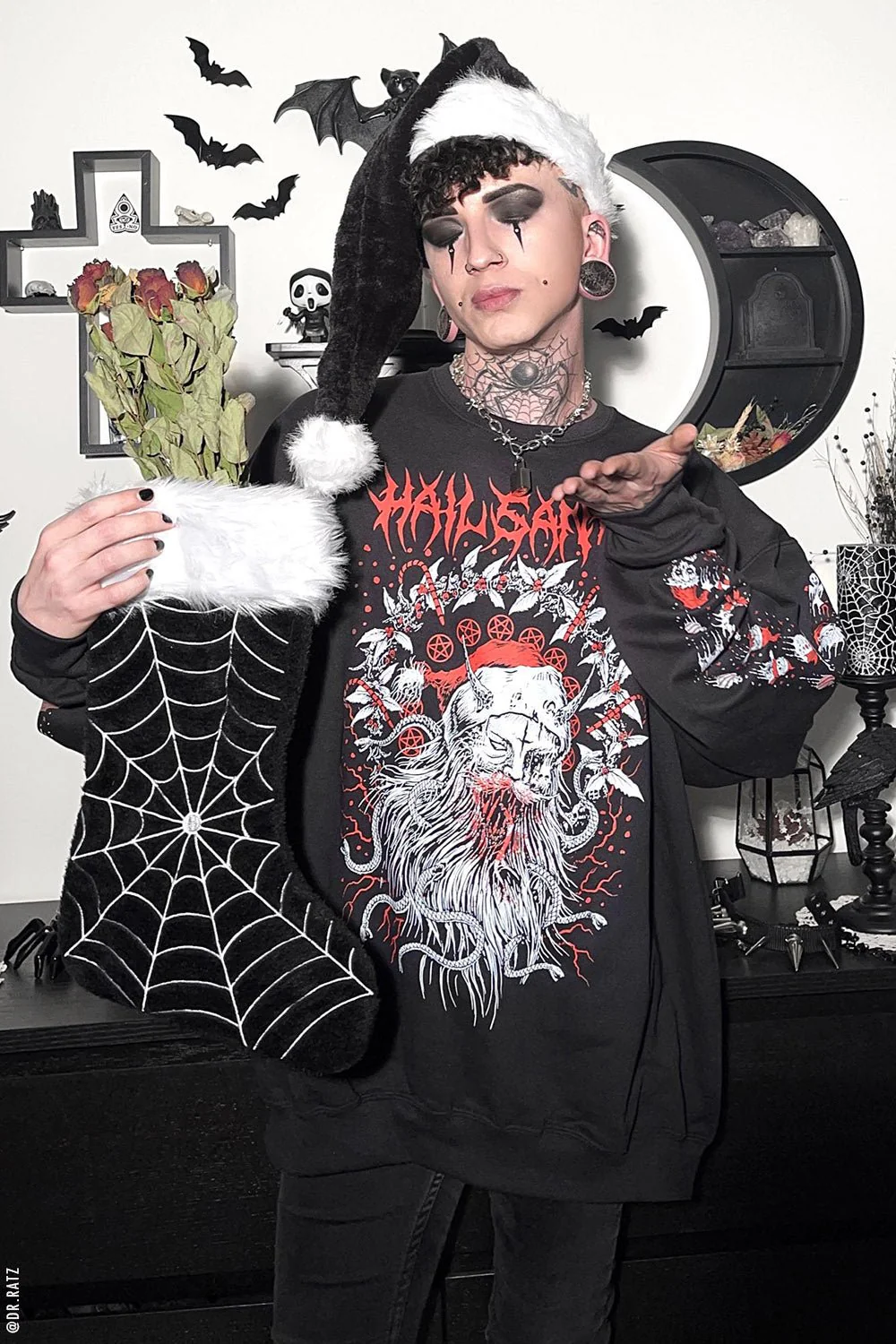 Black Widow Spiderweb Xmas Stocking - Image 2
