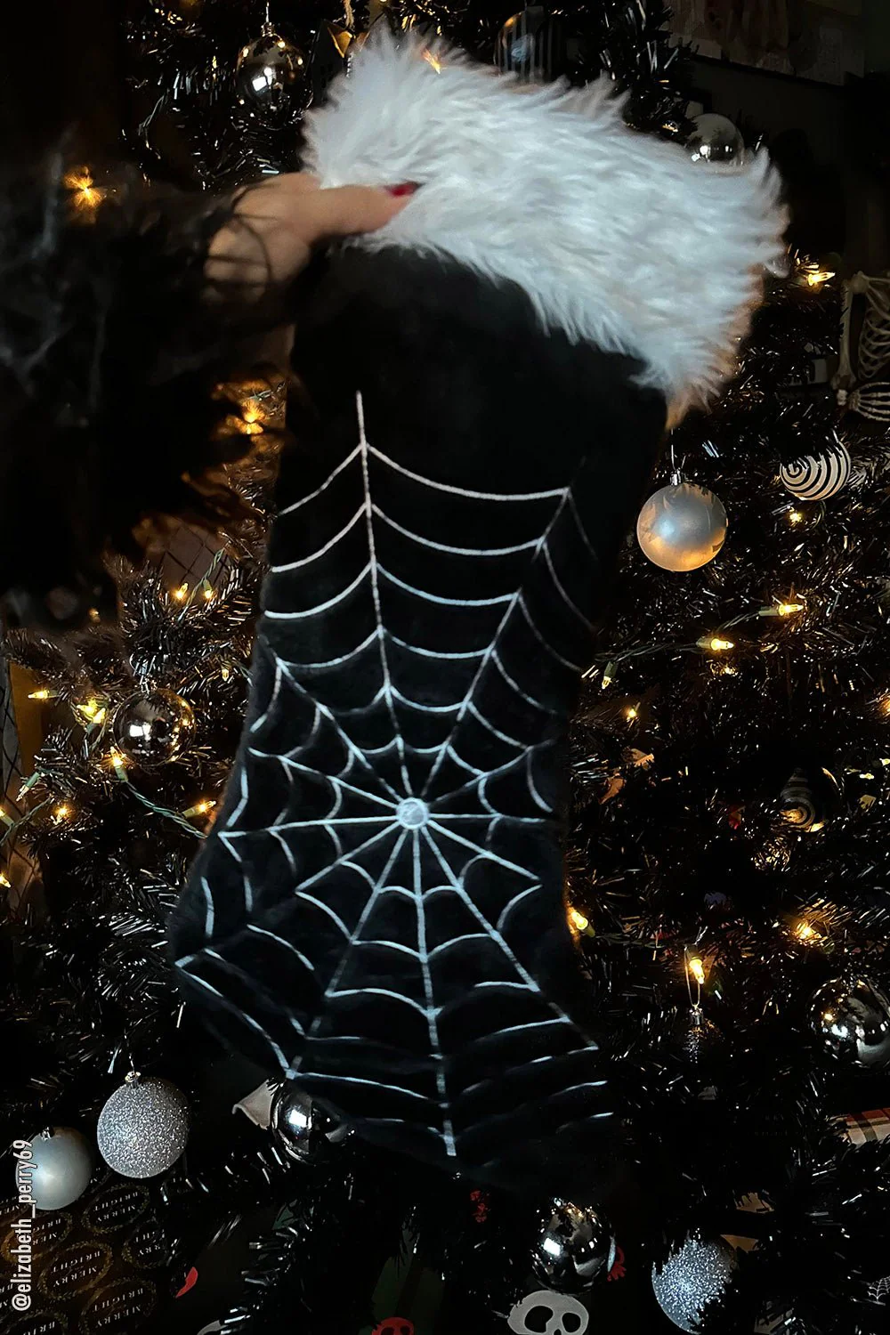 Black Widow Spiderweb Xmas Stocking - Image 4