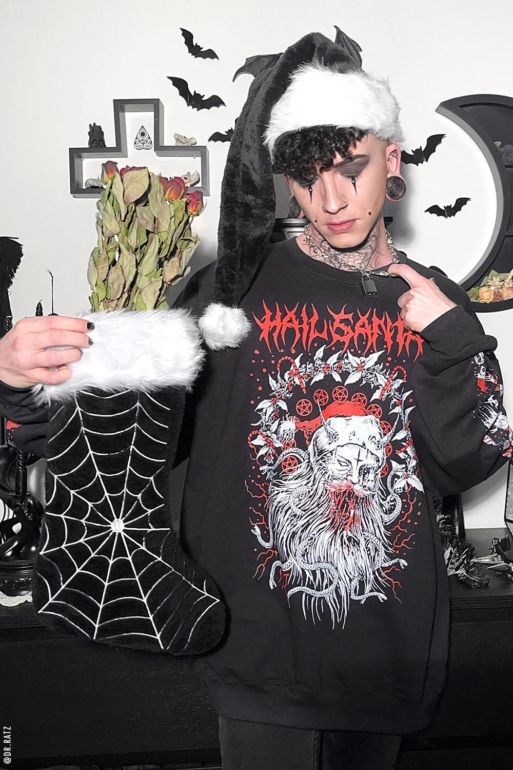 Black Widow Spiderweb Xmas Stocking - Image 8