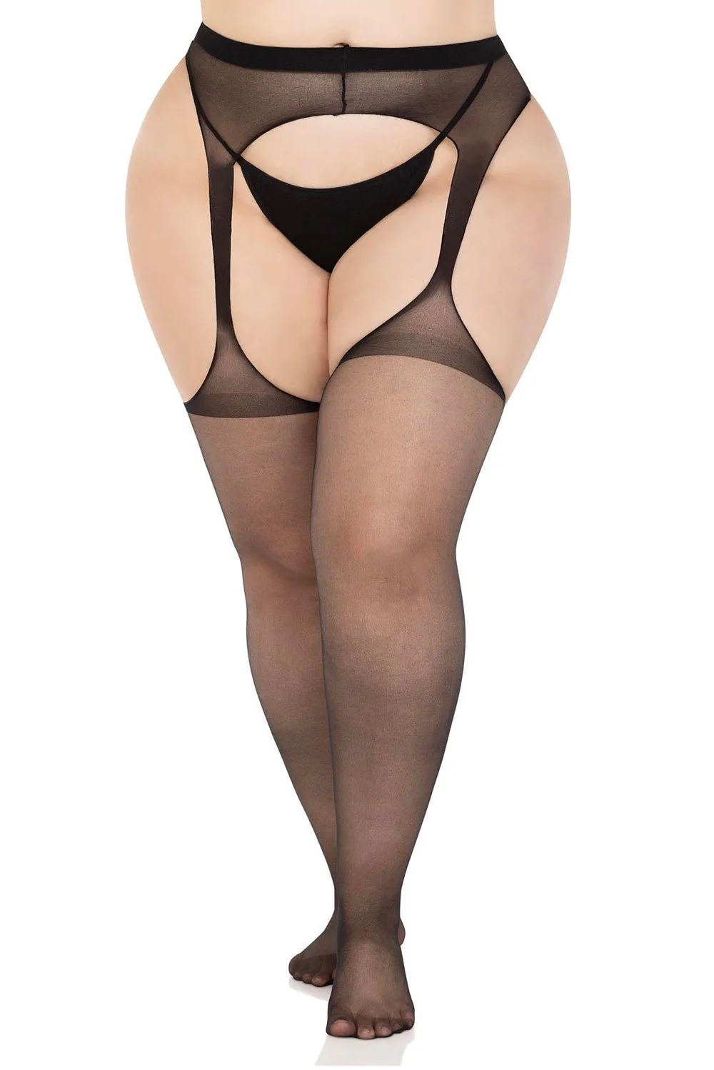Black Witchery Suspender Tights [PLUS SIZE] - Image 3
