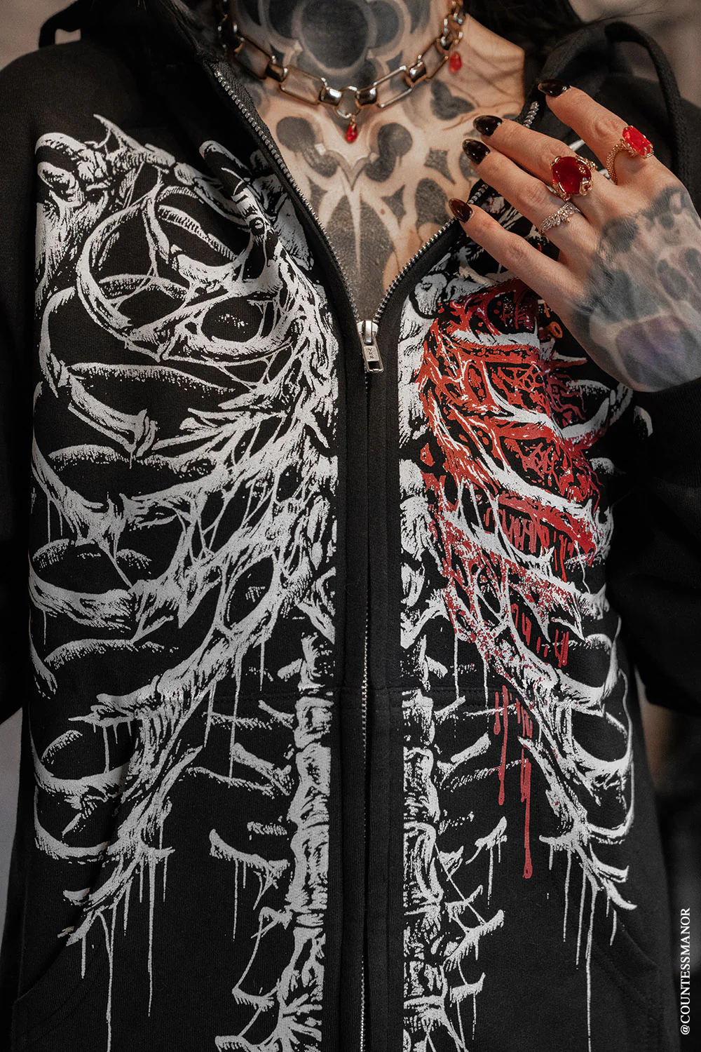 Bleeding Heart Skeleton Hoodie - Image 15