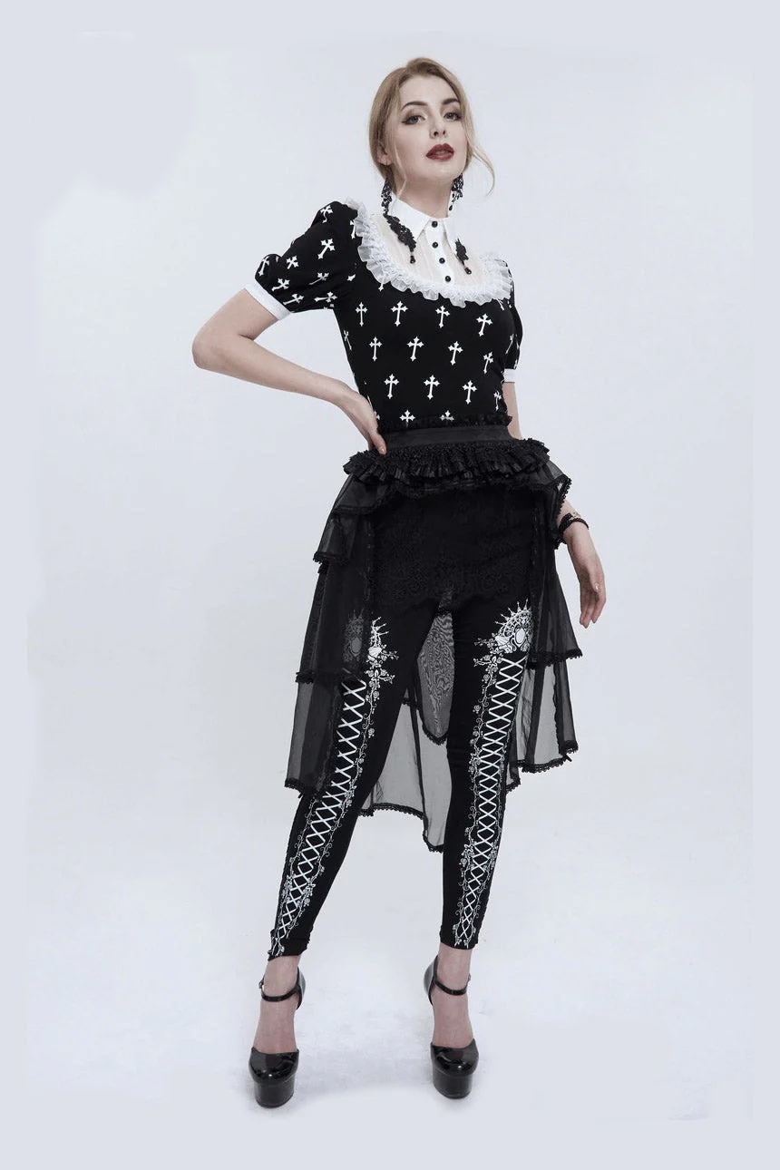 Blessed Be Gothic Cross Collar Blouse - Image 3