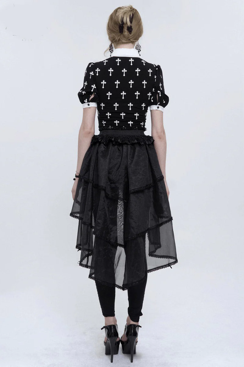 Blessed Be Gothic Cross Collar Blouse - Image 4