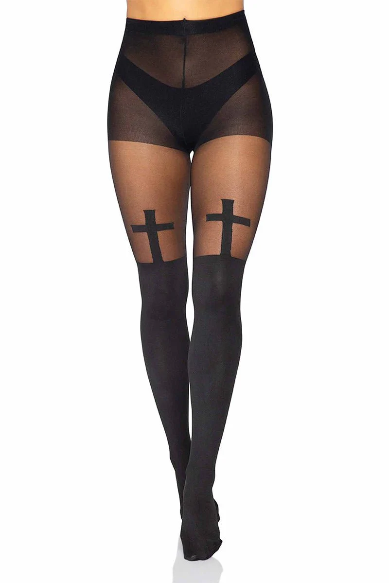 Blessed Be Gothic Cross Tights - Image 4