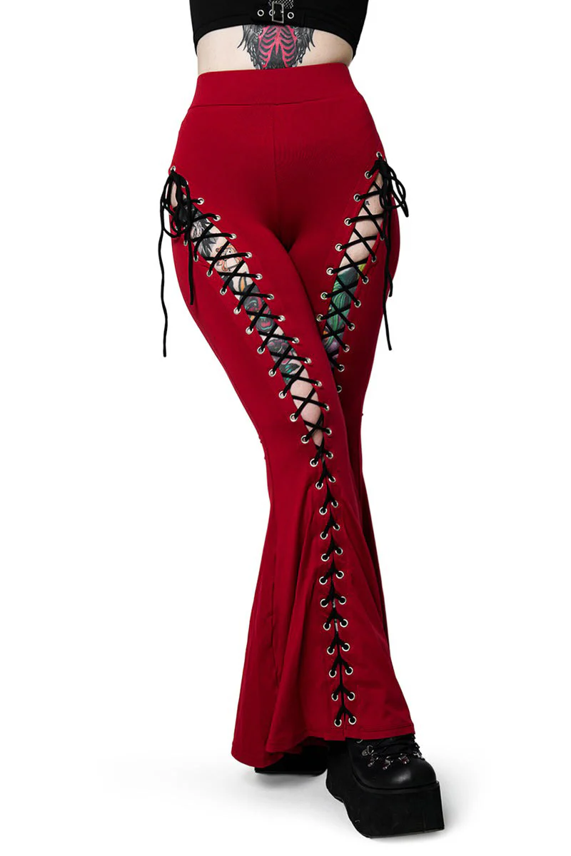 Blood Red Alice Flare Pants