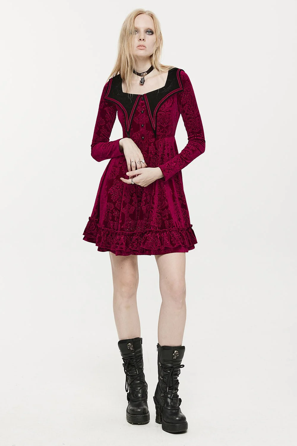 Bloodletting Velvet Dress [VAMP RED] - Image 6