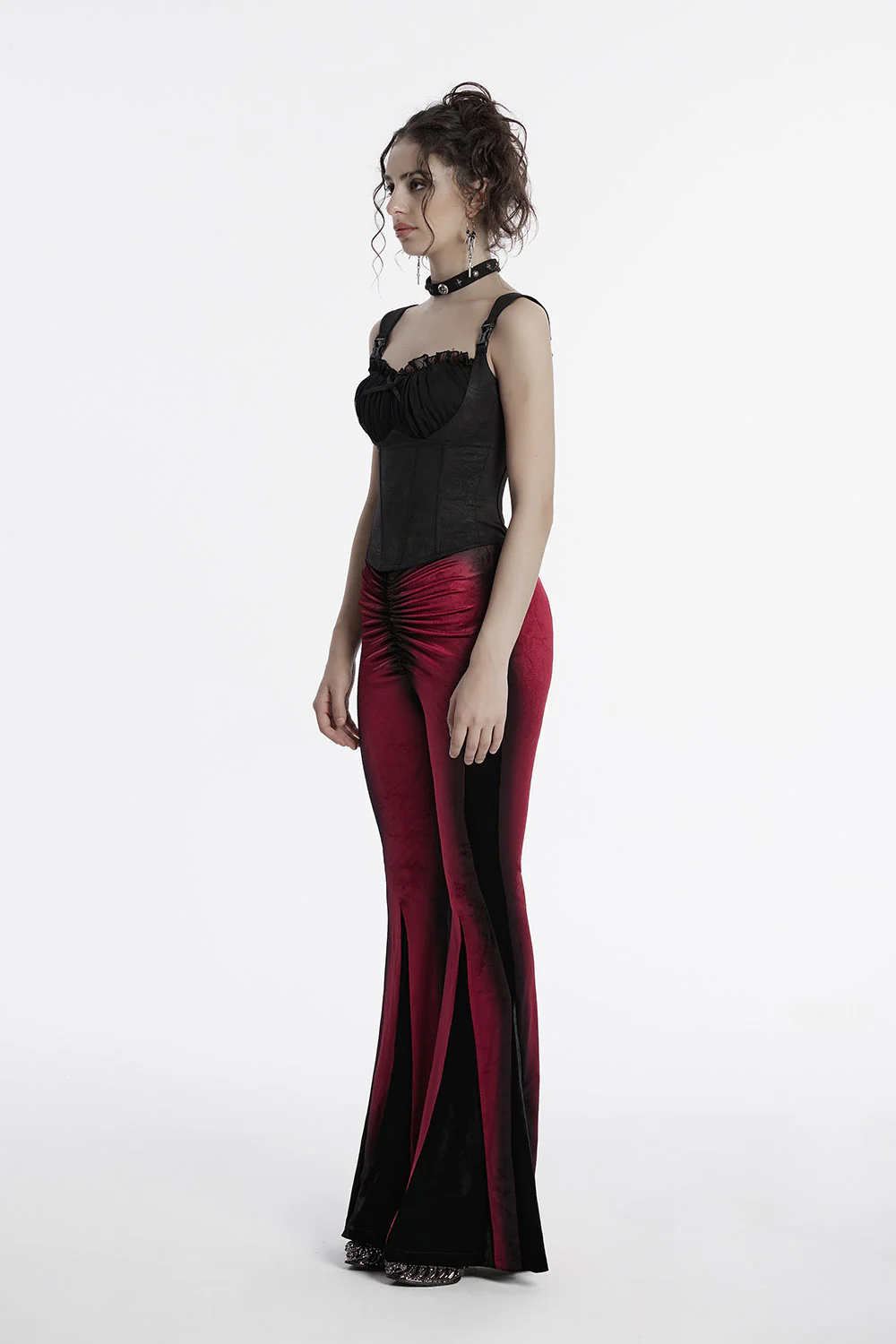 Bloodletting Velvet Flared Pants [Red] - Image 6