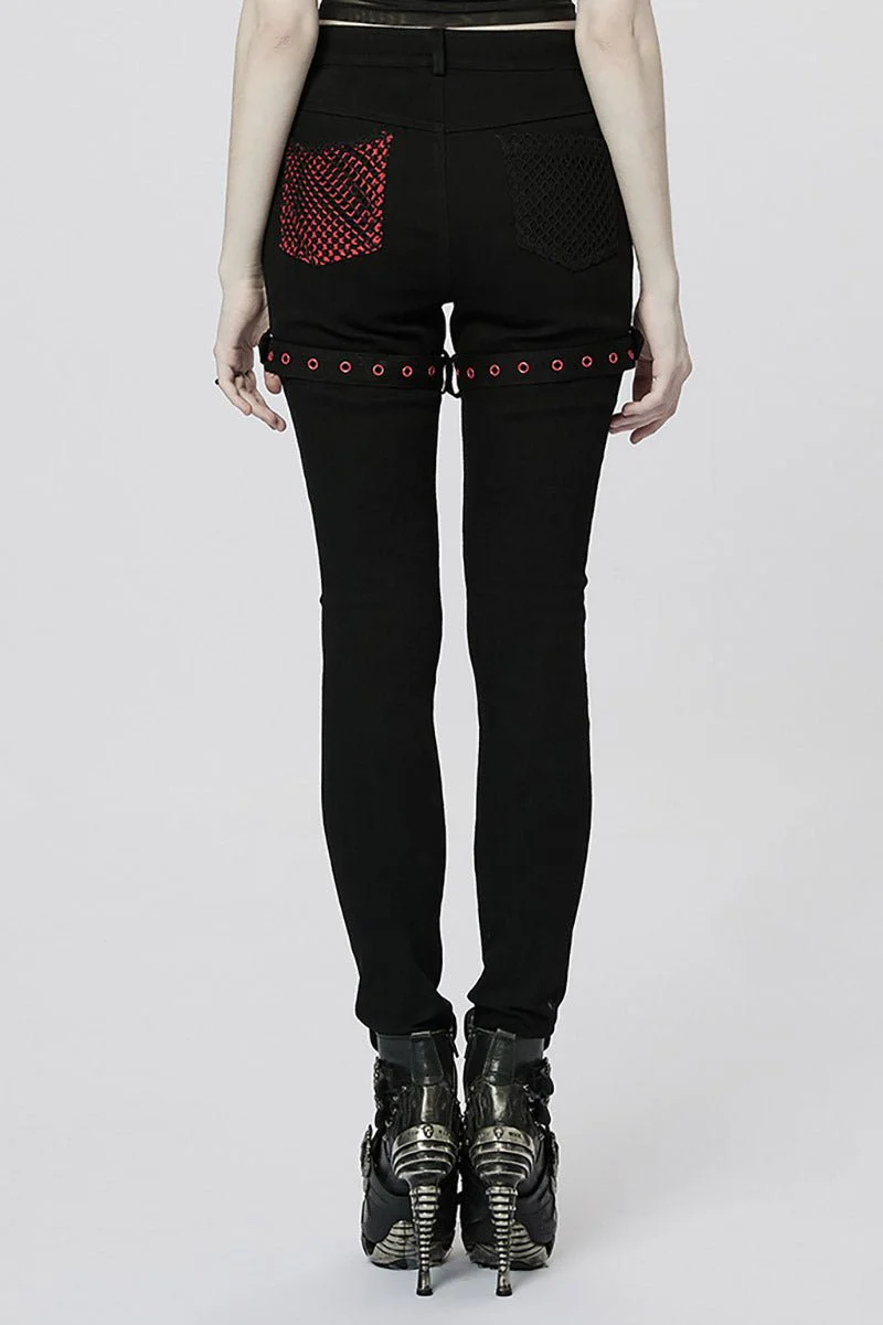 Bloodline Fishnet Skinny Jeans [BLACK/RED] - Image 3