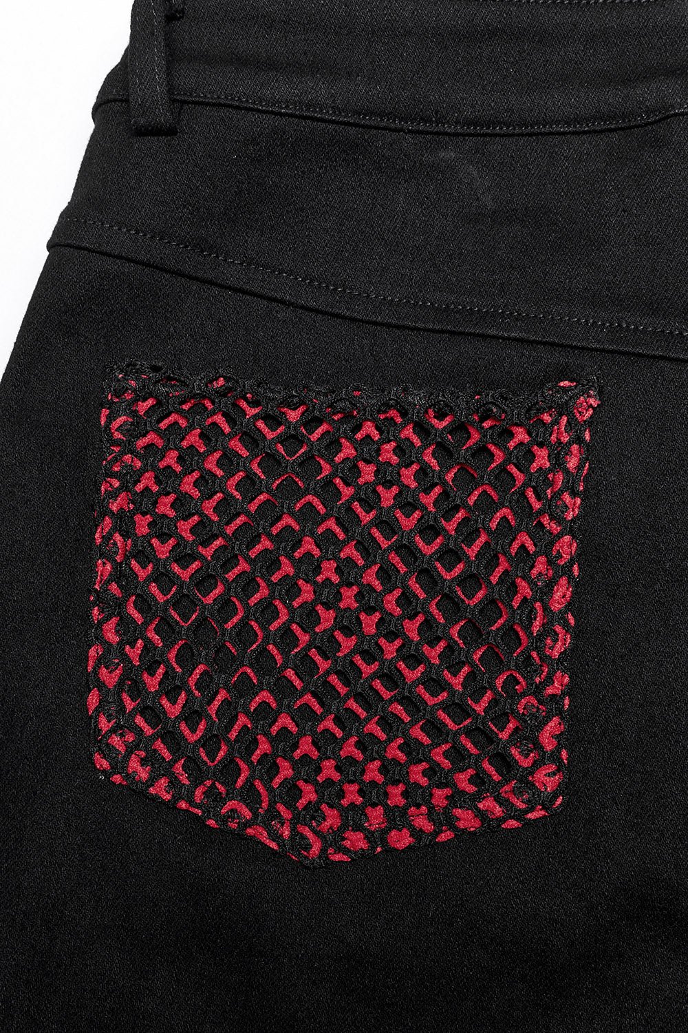 Bloodline Fishnet Skinny Jeans [BLACK/RED] - Image 7