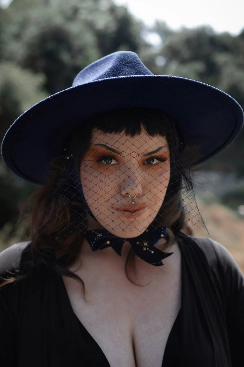 Blue Stargazer Veiled Hat - Image 2