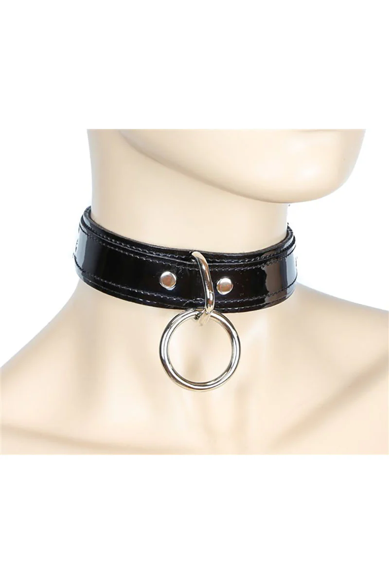 Vinyl Vixen Bondage Choker [Shiny Black] - Image 2