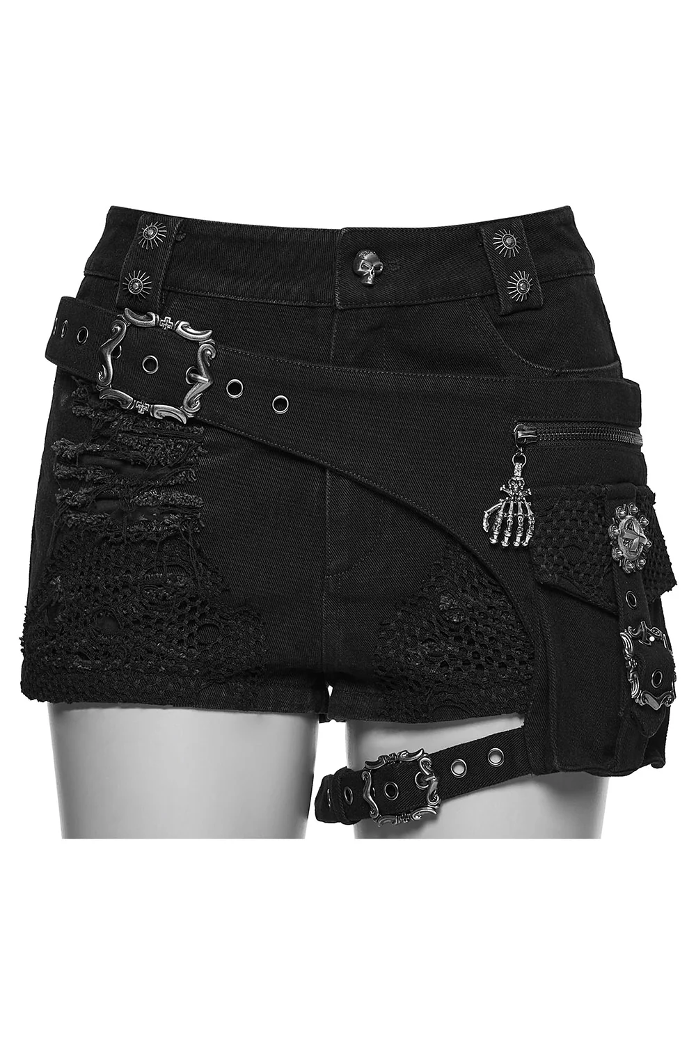 Boneash Shredded Shorts with Thigh Bag - Image 8