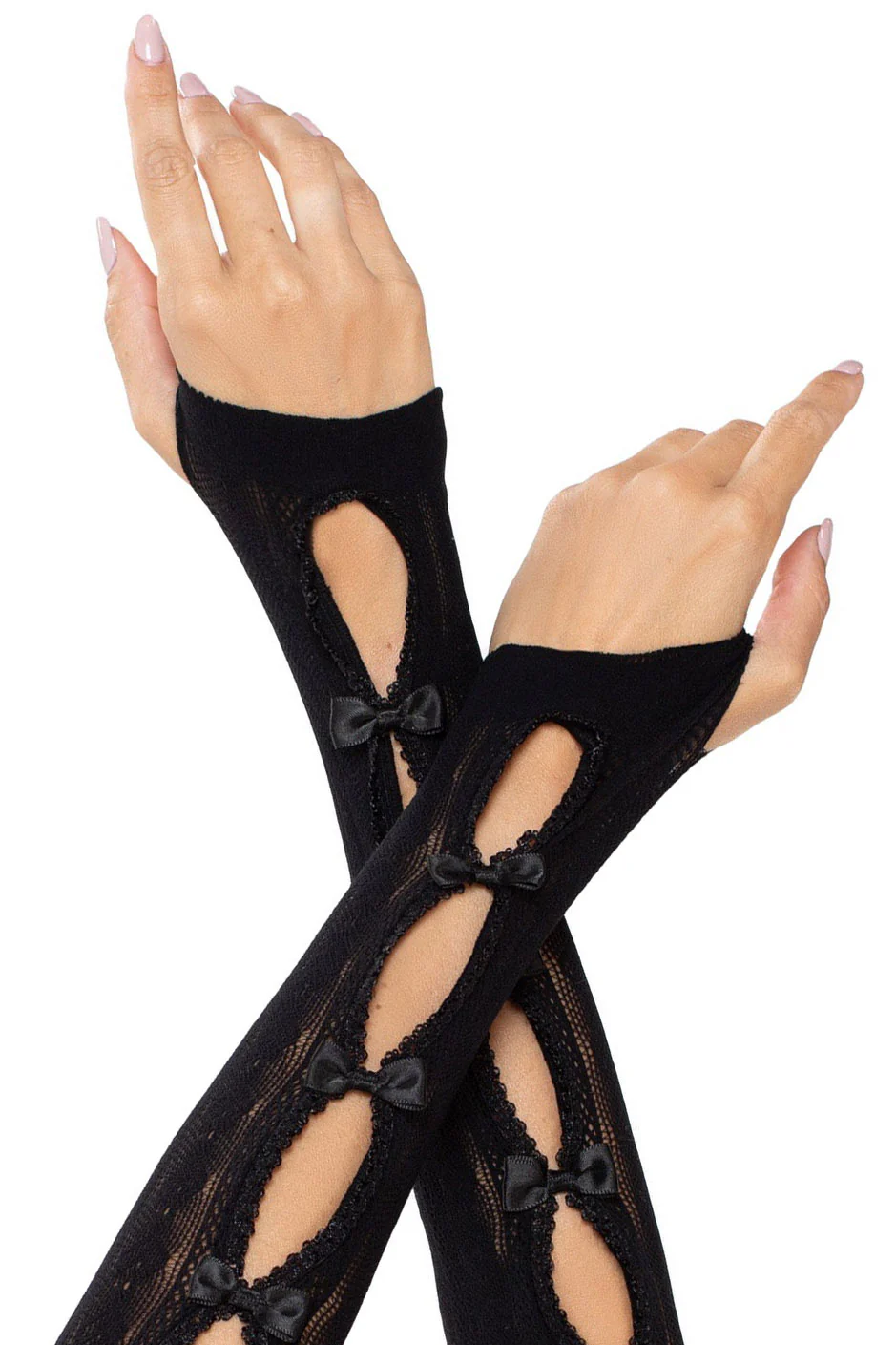 Bordeux Satin Bow Lace Gloves - Image 2