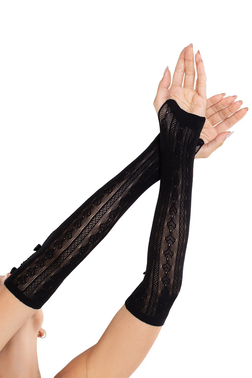 Bordeux Satin Bow Lace Gloves - Image 3